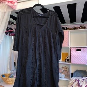 Black Embroidered Shift Dress